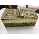 A good quality vintage brass box with a handle and