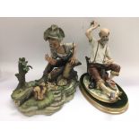 Two Capodimonte figures, one of a cobbler, the other of a woodsman, approx height 27cm.