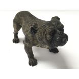 A cold painted bronze sculpture of a Bulldog. The