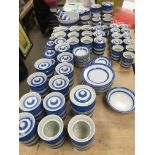 An extensive collection of TG Green & Co Cornish ware blue and white banded ware items comprising st