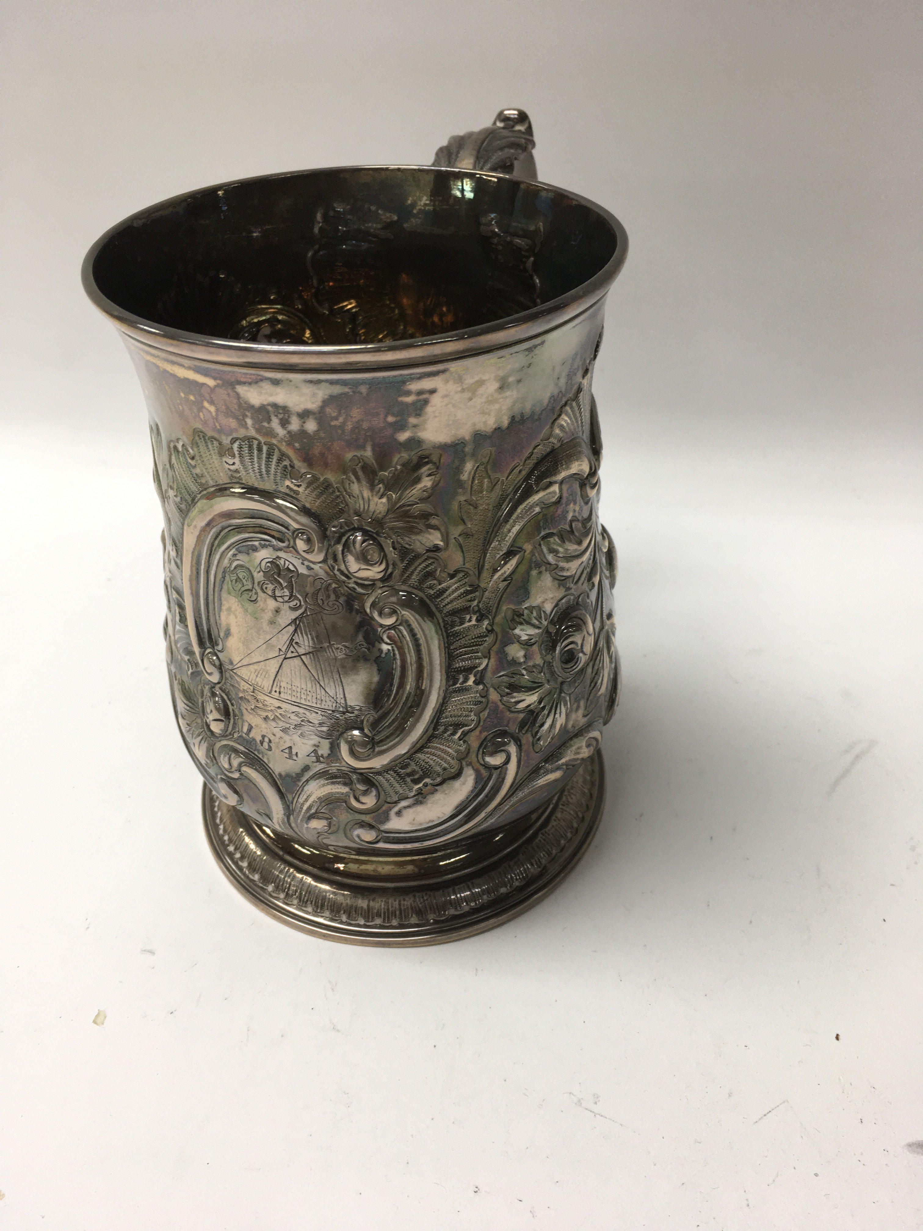 A Georgian silver tankard later inscribed 376 gram - Image 3 of 4