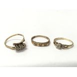 Three 9ct gold rings.