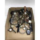 A box containing assorted mens watches.