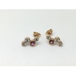 A pair of 18ct rose gold, pink tourmaline and diam