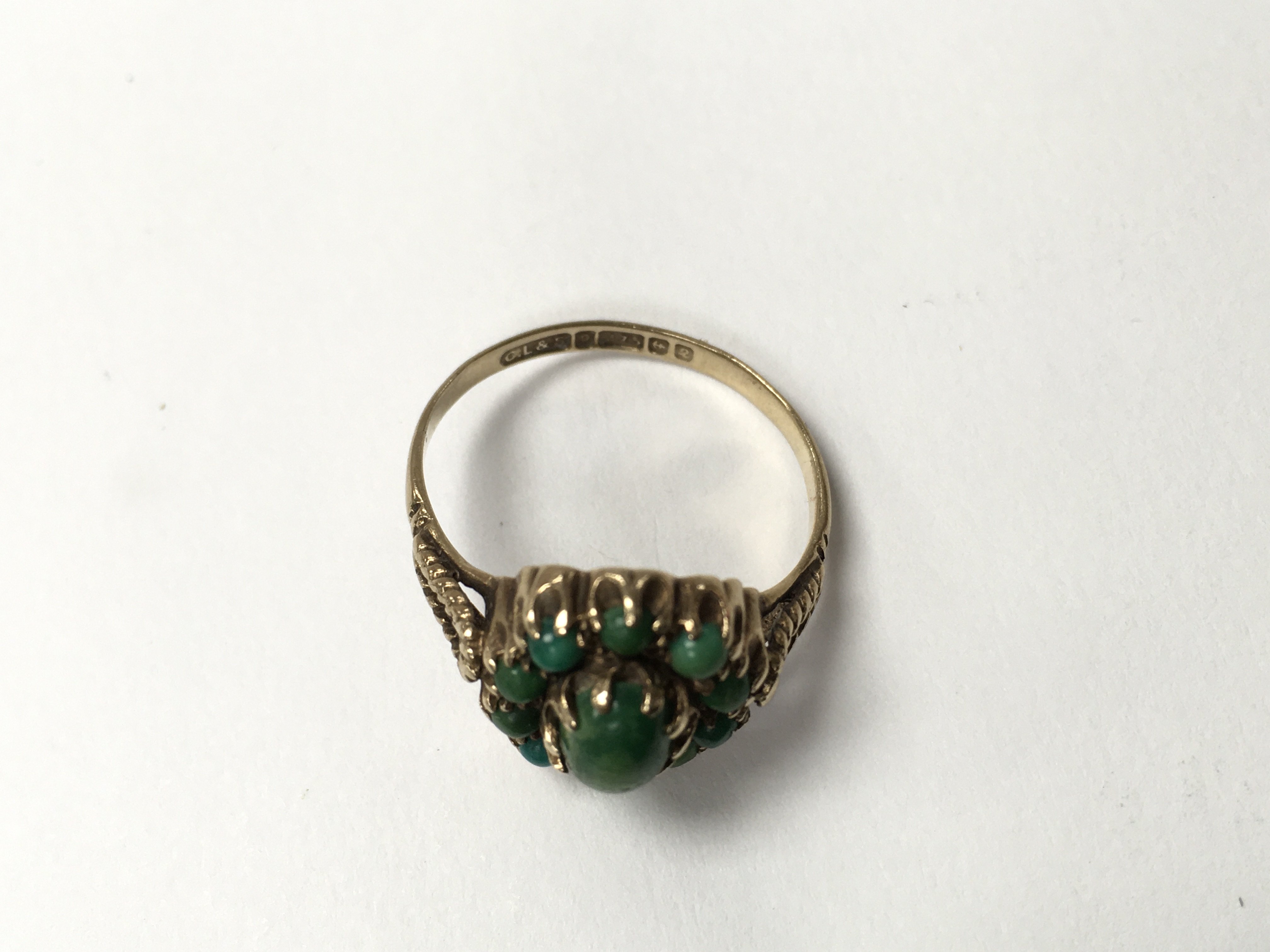 An Edwardian 9ct gold and turquoise set ring. The - Image 3 of 3