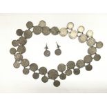 A Victorian Indian coin necklace and matching earr