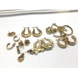 A collection of 9carat gold and other earrings and