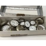 A box of silver cases pocket watches for spares or