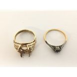 Pair of gold ring mounts. Approximately 5.2g