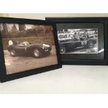 Three framed and signed racing car photographs. (3