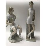 A pair of Lladro figures I. The form of tennis pla