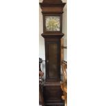 A brass dial late 19thC grandfather clock dial eng