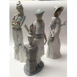 Three large Lladro ladies including Art Deco style