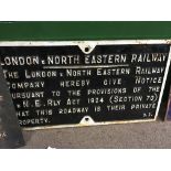 Two cast iron railway signs trespass signs (2)