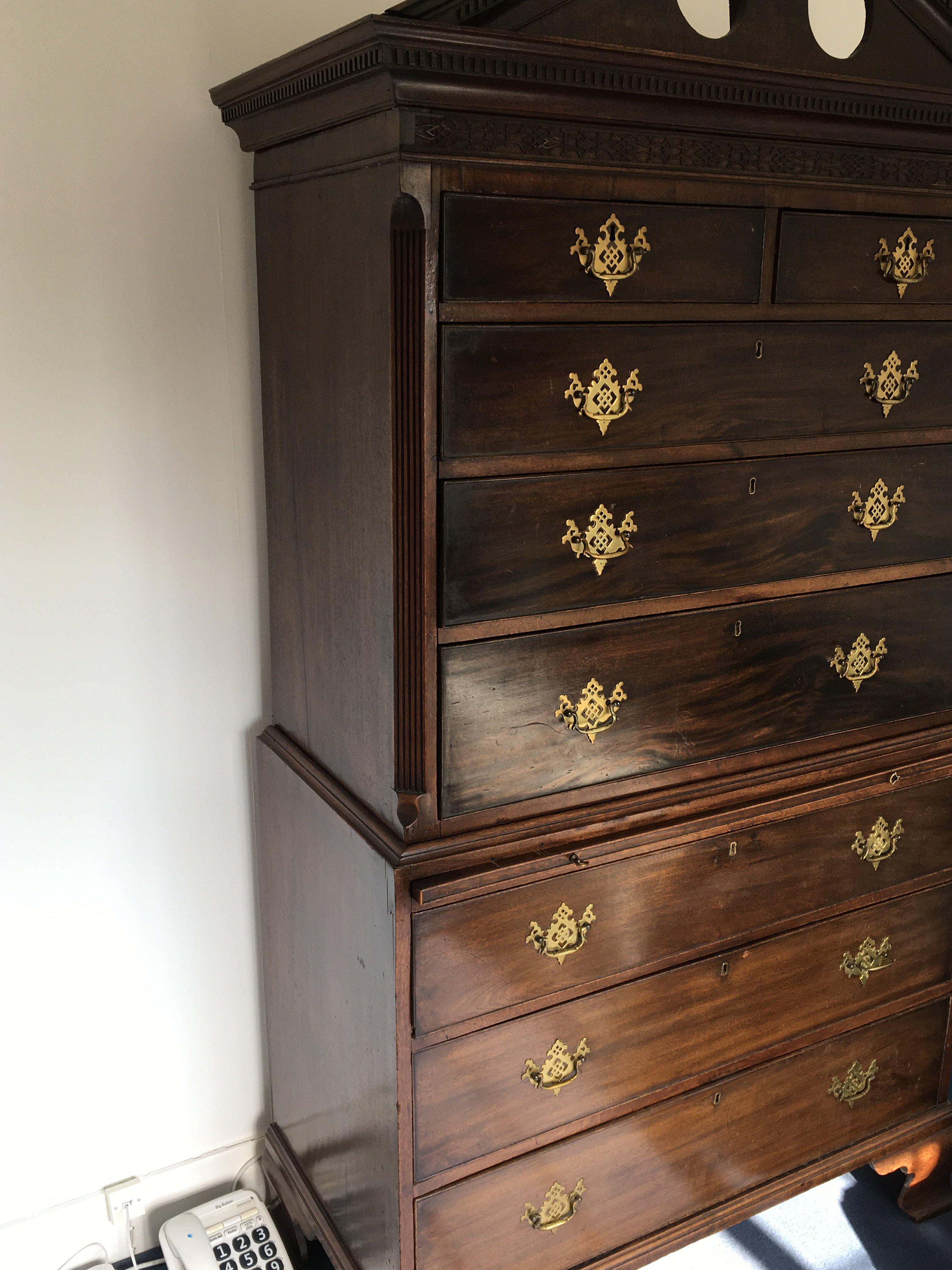 A George III mahogany chest on chest Tallboy with - Image 3 of 3