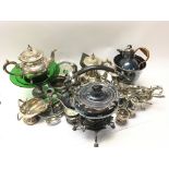 A mixed collection of silver plated items.