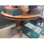 A Victorian mahogany loo table the oval top on cab