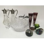 A collection of glass including a Caithness paperw