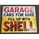 A painted wood sign advertising Garage cars for Sa
