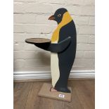 A vintage painted wood penguin card tray. 63cm.