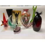 Collection of studio glass items