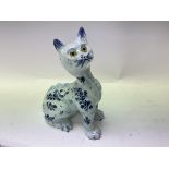 A Delft pottery cat