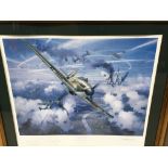 A framed limited edition print II world war Air Craft with additional fighter crew signatures and