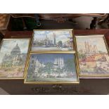 A collection of framed hidden Dunlop advertising paintings of London, Cambridge and Canterbury
