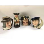 Three Royal Doulton character jugs and a Doulton T
