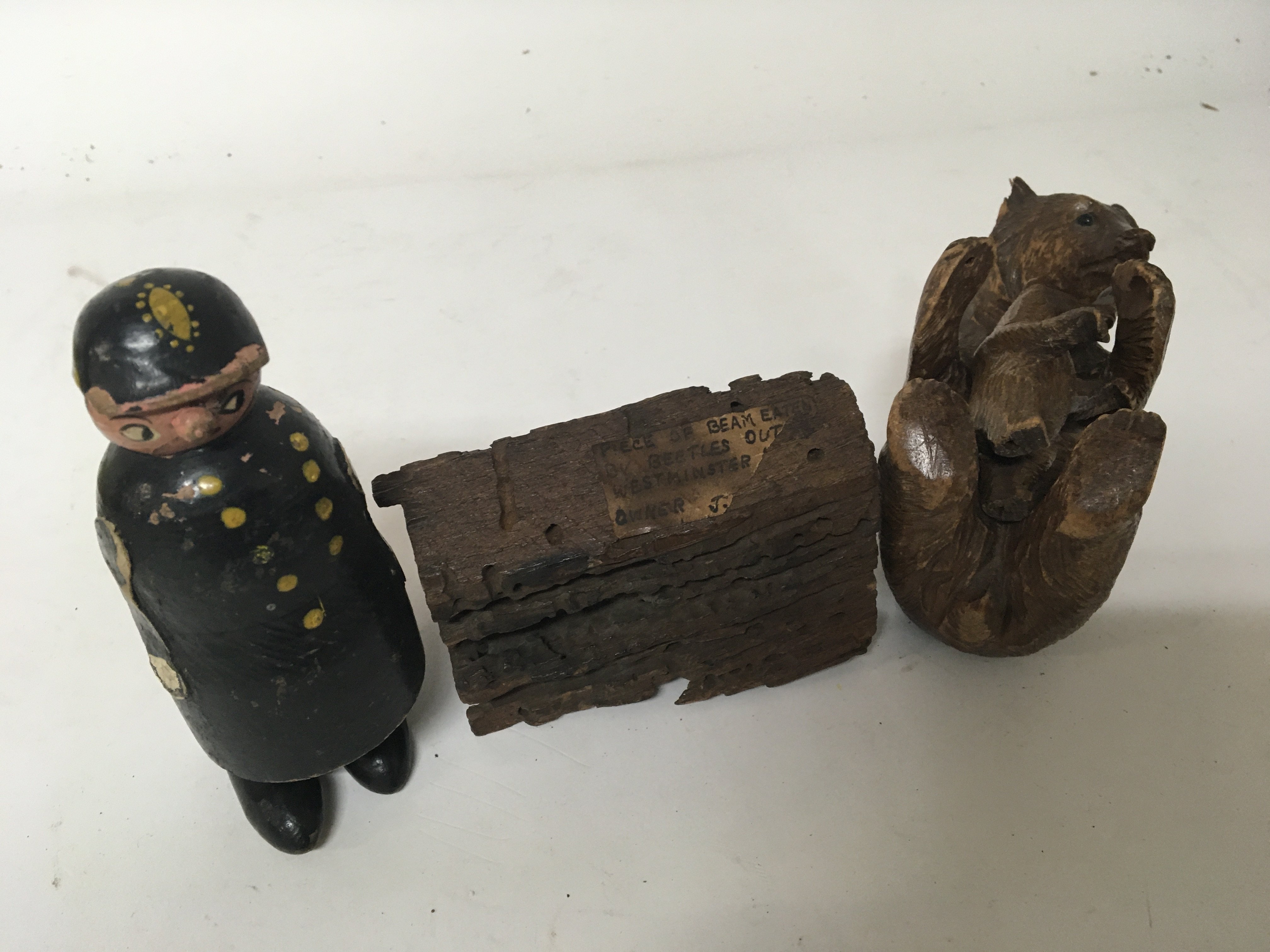 A black forest carved wood bear slight damage an e