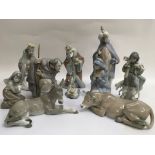 A collection of Lladro Nativity figures including
