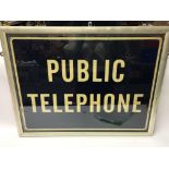 Framed and glazed sign for public telephone, measu