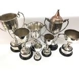 Collection of various Silver plated cup/trophies.