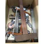 A box containing vintage tools.