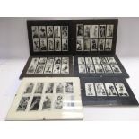A collection of framed cigarette cards of glamour girls.