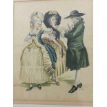 A framed watercolour 18th century style figures en