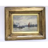 A gilt framed watercolour signed D Green of boats
