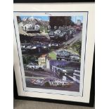 Two framed limited edition signed racing prints Goodwood 1956 Jaguar the Competition years one other
