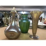 Three Loetz style glass vases