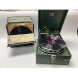 HMV gramophone and records