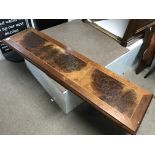 A Chinese burr walnut panel. 140cm in length