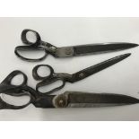 Three pairs of Tailors scissors.