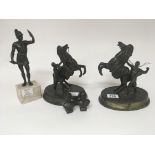 A pair of Spelter Marley horses a small pair of bu