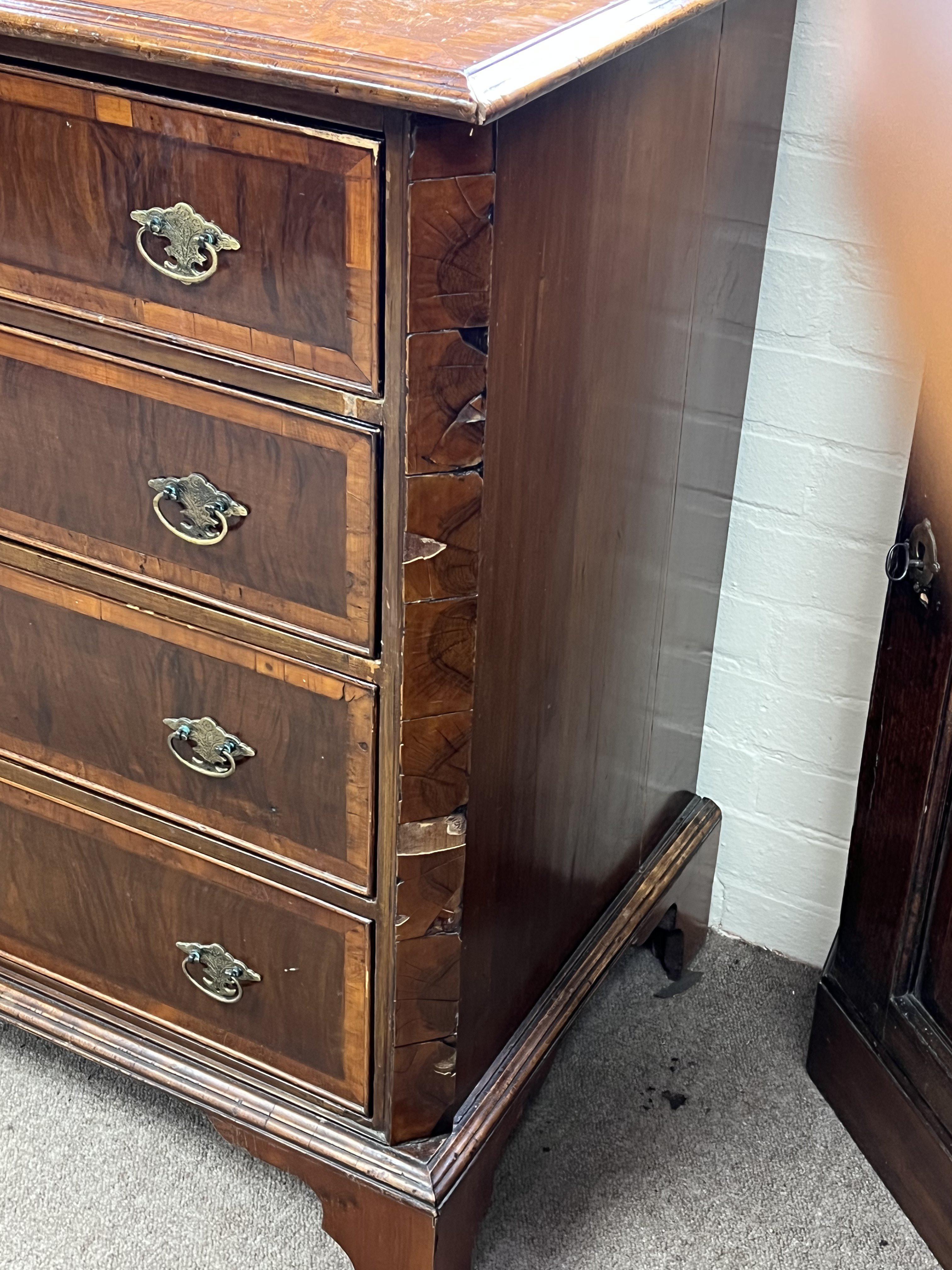 Queen Anne walnut veneered chest (later additions