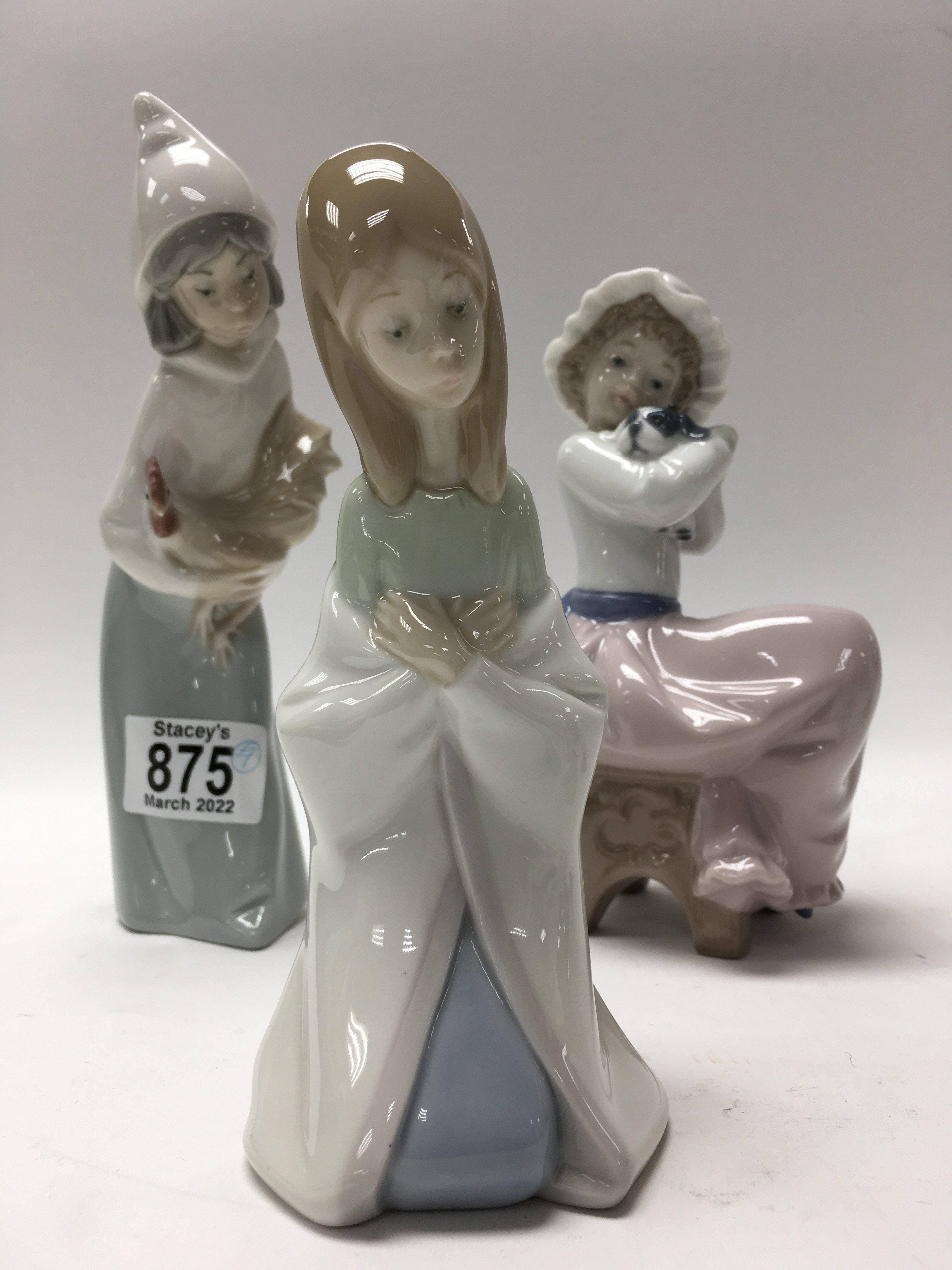 Lladro figures including girl holding chicken, sea - Image 2 of 3