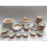A vintage Pontesa range of tableware comprising cups, saucers, plates etc.