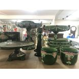 A Collection of Eichwald Green ceramics decorated