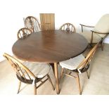 Ercol folding dining table with six chairs with Pr
