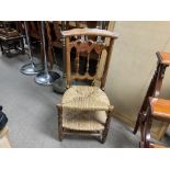 French prayer chair with wicker seat