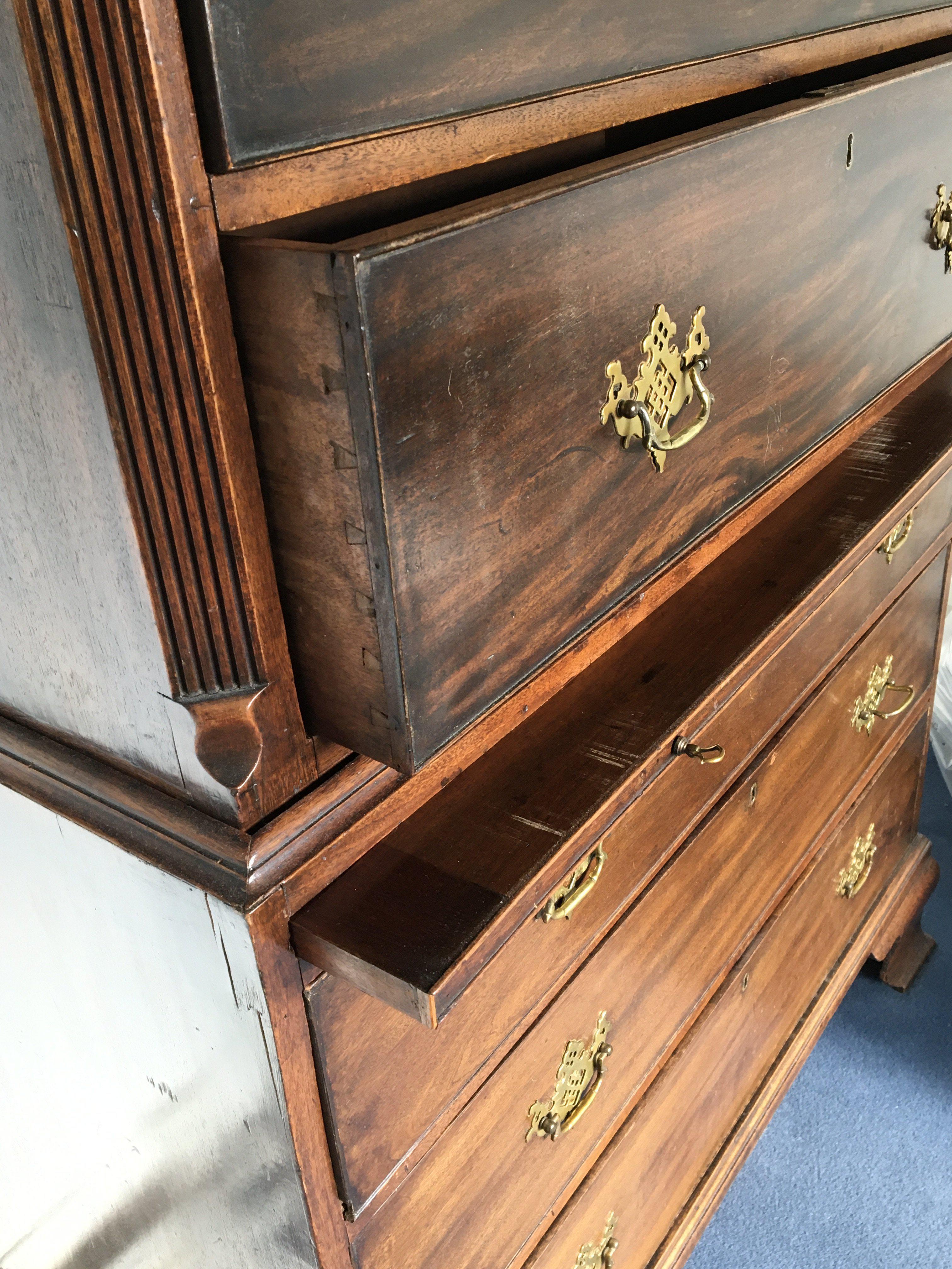 A George III mahogany chest on chest Tallboy with - Image 2 of 3